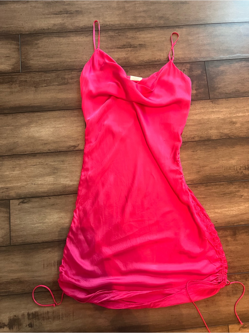 ARITZIA Wilfred Only Ruched Slip Dress Cowl-Neck Slip Dress Electron Fuchsia - Picture 3 of 12